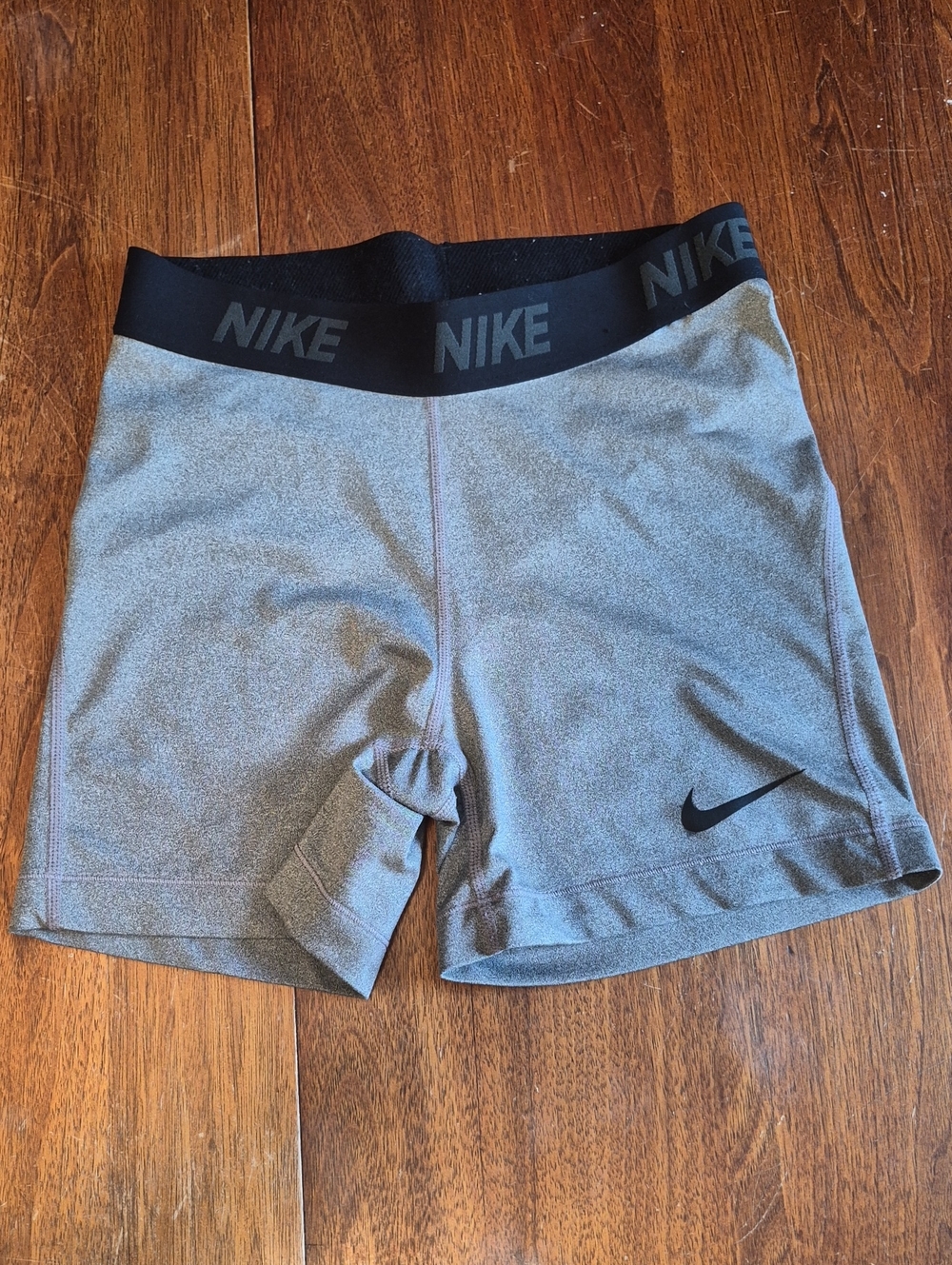 Nike Kids' Gray Athletic Shorts with Black Waistband
